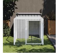 vidaXL Poulailler avec cour gris clair 110x201x110 cm acier galvanisé, poulailler, enclos à poules, poulailler avec enclos, 172360