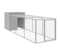 Vidaxl Poulailler Avec Cour Gris Clair 110x405x110 Cm Acier Galvanisé Gris