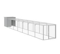 Vidaxl Poulailler Avec Cour Gris Clair 110x813x110 Cm Acier Galvanisé Gris