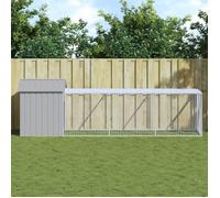 vidaXL Poulailler avec cour gris clair 117x405x123 cm acier galvanisé 3189074