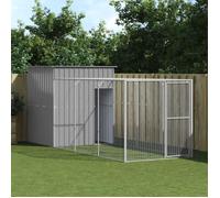 vidaXL Poulailler avec cour 165×455×181 cm Acier galvanisé Gris clair