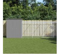 vidaXL Poulailler avec cour 3189115 165x659x181 cm acier galvanisé gris clair