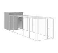 vidaXL Poulailler avec cour 3189115 165x659x181 cm acier galvanisé gris clair