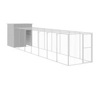 Vidaxl Poulailler Avec Cour Gris Clair 165x863x181 Cm Acier Galvanisé Gris