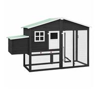 Poulailler avec nichoir Gris et blanc Bois de sapin massif