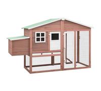 vidaXL Poulailler avec nichoir Moka et blanc Bois de sapin massif