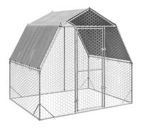 vidaXL Poulailler avec toit 2,5x2x2,25 m – acier galvanisé, enclos accessible