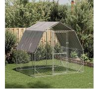 vidaXL Poulailler avec toit 2,5x2x2,25 m acier galvanisé, poulailler de promenade, enclos à poules accessible, cage à poules