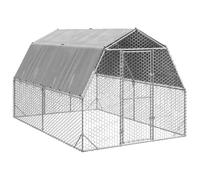 vidaXL Poulailler de promenade avec toit 2,5×4×2,25 m, acier galvanisé, enclos accessible