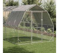 vidaXL Poulailler avec Toit 2,5x6x2,25 m Acier galvanisé, poulailler de Promenade, enclos à Poules Accessible, Cage à Poules Accessible