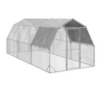 vidaXL Poulailler de promenade avec toit 2,5x6x2,25 m acier galvanisé enclos à poules accessible