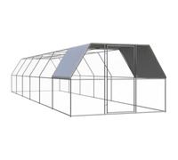 vidaXL Poulailler d'extérieur 3x12x2 m Acier galvanisé Argent