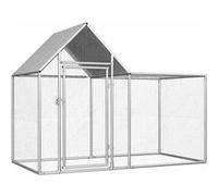 vidaXL Poulailler Enclos Clapier Cage Animaux Lapin Canard 2x1x1,5 m Acier 144553 Gris G