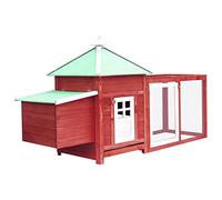 vidaXL Poulailler et Nichoir Rouge Cage Poulet Extérieur Bois de Sapin Massif