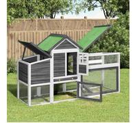 Vidaxl Poulailler Gris 186,5x58,5x113 Cm Bois Massif De Pin