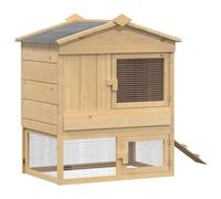 vidaXL Poulailler Marron 75 x 59 x 60 cm en Bois de pin résistant à l'eau. Parfait pour l'extérieur, avec Un Design Moderne et Une Finition texturée. Comprend Un abri pour Animaux et Un enclos Jardin