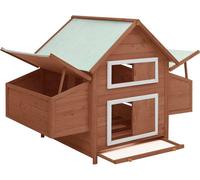 vidaXL Poulailler Moka et Blanc 150x96x110 cm Sapin massif