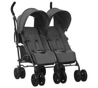 vidaXL Poussette à deux places, Anthracite Acier