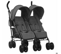 vidaXL Poussette à deux places, Anthracite Acier