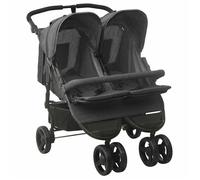 vidaXL Poussette à deux places Anthracite Acier