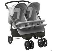 vidaXL Poussette à deux places Gris clair Acier Gris G
