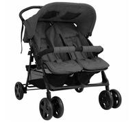 vidaXL Poussette à Deux Places Landau Pliable de Vayage Poussette de Voyage pour Tout-petit Extérieur Protection contre 10342