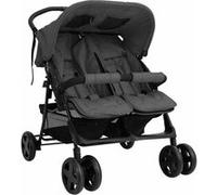 vidaXL Poussette à Deux Places Landau Pliable de Vayage Poussette de Voyage pour Tout-petit Extérieur Protection contre 10342 Gris G