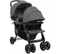 vidaXL Poussette à Deux Places Landau Pliable de Vayage Poussette de Voyage pour Tout-petit Extérieur Protection contre 10348 Gris G