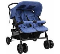 vidaXL Poussette à Deux Places Landau Pliable de Vayage Poussette de Voyage pour Tout-petit Extérieur Protection contre 10344 Bleu G