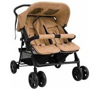 vidaXL Poussette à Deux Places Landau Pliable de Vayage Poussette de Voyage pour Tout-petit Extérieur Protection contre 10343 Beige G
