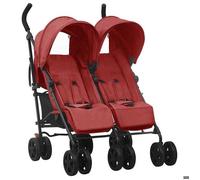 vidaXL Poussette à deux places, Rouge Acier