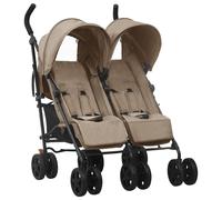 Vidaxl Poussette À Deux Places Taupe Acier