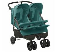 Poussette à deux places Vert Acier
