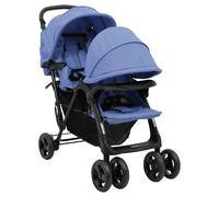 Vidaxl Poussette ¿¿ Deux Places Bleu Marine Acier Bleu