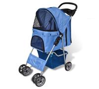 vidaXL Poussette pliante pour animal de compagnie. transporteur un stockage et un transport faciles de voyage. chien/chat. bleu