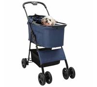 vidaXL Poussette pour chien et chat pliable bleue 4 roues frein de sécurité 81×47×99 cm