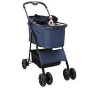 Vidaxl Poussette Pliante Pour Animaux Réglable Bleu 81 X 47 X 99 Cm