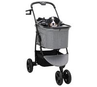 vidaXL Poussette grise à 3 roues moderne et pliable en tissu Oxford synthétique et PVC, dimensions 78 x 54 x 101 cm, confort avec frein sensible, facile à stocker, utilisable à l'intérieur et à