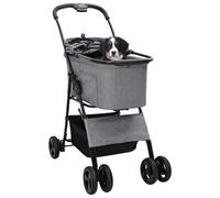 Vidaxl Poussette Pliante Pour Animaux Réglable Gris 81 X 47 X 99 Cm