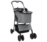 Vidaxl Poussette Pliante Pour Animaux Réglable Gris 81 X 47 X 99 Cm