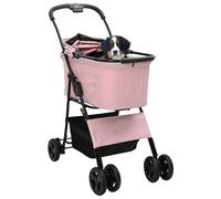Vidaxl Poussette Pliante Pour Animaux Réglable Rose 81 X 47 X 99 Cm