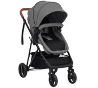 Vidaxl Poussette Pour Bébé 2-En-1 Gris Clair Et Noir Acier