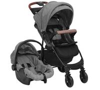 vidaXL Poussette pour bébé 3-en-1 Gris clair Acier