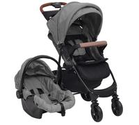 Vidaxl Poussette Pour Bébé 3-En-1 Gris Clair Acier