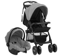vidaXL Poussette pour bébé 3-en-1 Gris Clair et Noir Acier