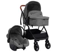 Vidaxl Poussette Pour Bébé 3-En-1 Gris Clair Et Noir Acier