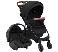 vidaXL Poussette pour Bébé 3-en-1 Landau Pliable pour Tout-petit Enfants orte-bébé Siège Auto pour Bébé Poussette de Voyage 10378 Gris G