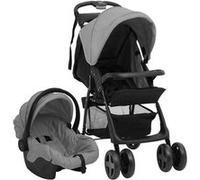 vidaXL Poussette pour Bébé 3-en-1 Landau Pliable pour Tout-petit Enfants orte-bébé Siège Auto pour Bébé Poussette de Voyage 10389 Gris G