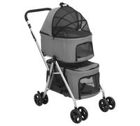 vidaXL Poussette pour chien pliante à 2 niveaux Gris 83x48x97 cm 172205