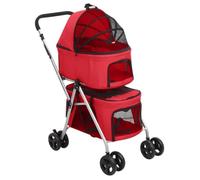 vidaXL Poussette pour chien pliante à 2 niveaux Rouge 83x48x97 cm